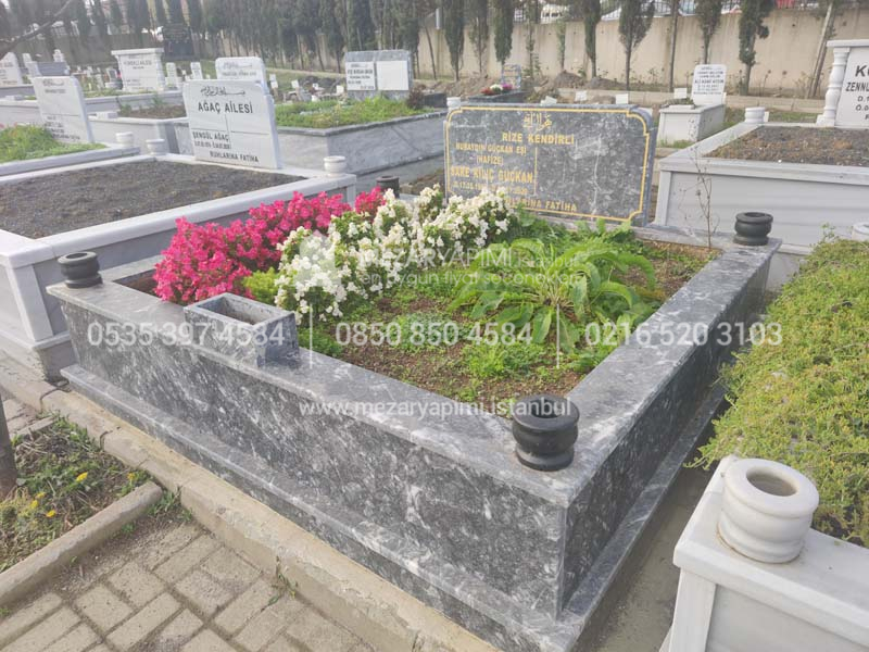 iki Kisilik Komple Siyah Mermer Mezar-8