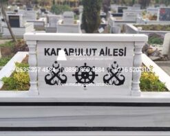 Gemi Dümeni ve Çapa İşlemeli Mermer Baş Taşı Modeli