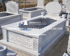 Tek Kişilik Cnc Desen İşlemeli Mermer Mezar Modelleri - Görsel 5