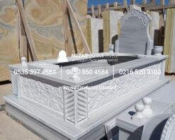 Tek Kişilik Cnc Desen İşlemeli Mermer Mezar Modelleri - Görsel 19