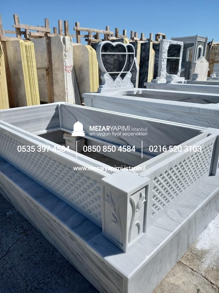 Tek Kişilik Cnc Desen İşlemeli Mermer Mezar Modelleri - Görsel 20