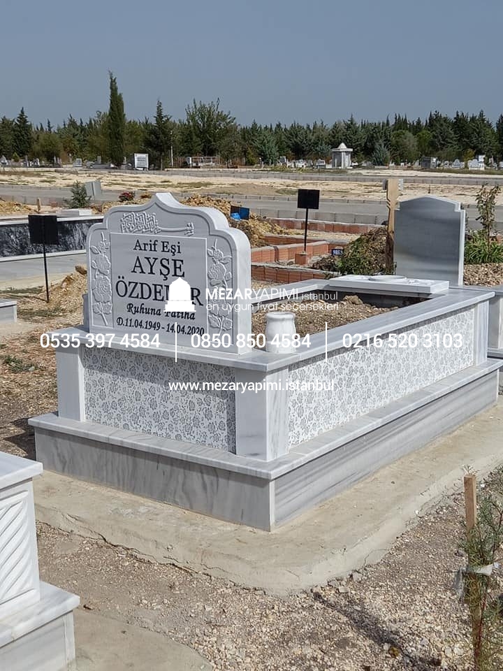 Tek Kişilik Cnc Desen İşlemeli Mermer Mezar Modelleri - Görsel 22