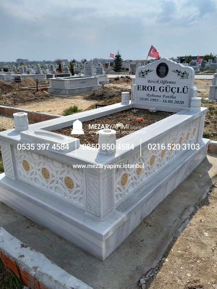 Tek Kişilik Cnc Desen İşlemeli Mermer Mezar Modelleri - Görsel 24