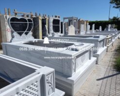 Tek Kişilik Cnc Desen İşlemeli Mermer Mezar Modelleri - Görsel 23