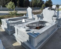 Tek Kişilik Cnc Desen İşlemeli Mermer Mezar Modelleri - Görsel 26