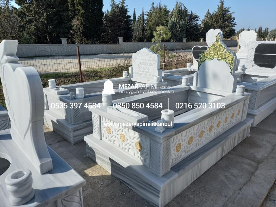 Tek Kişilik Cnc Desen İşlemeli Mermer Mezar Modelleri - Görsel 27