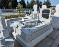Tek Kişilik Cnc Desen İşlemeli Mermer Mezar Modelleri - Görsel 28