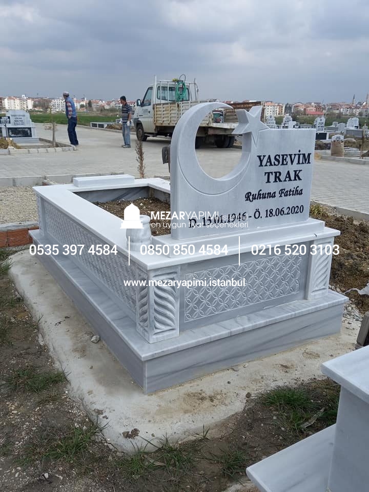 Tek Kişilik Cnc Desen İşlemeli Mermer Mezar Modelleri - Görsel 29