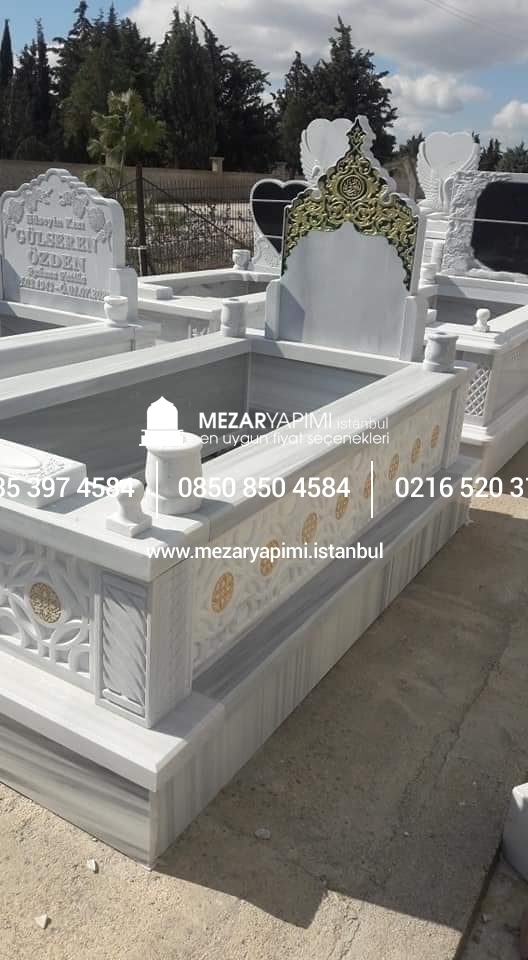 Tek Kişilik Cnc Desen İşlemeli Mermer Mezar Modelleri - Görsel 30