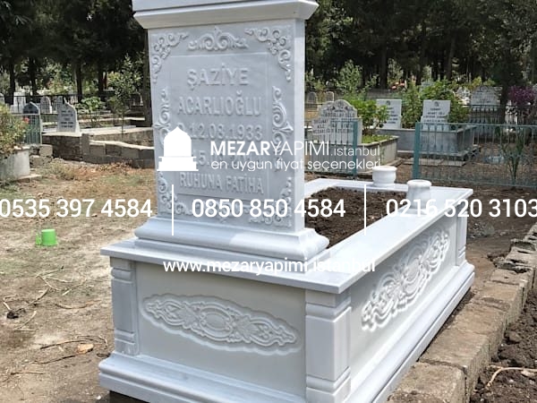 Tek Kişilik Cnc Desen İşlemeli Mermer Mezar Modelleri - Görsel 7