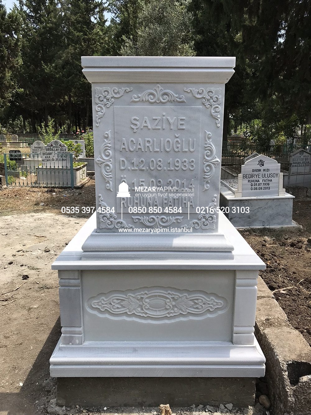 Tek Kişilik Cnc Desen İşlemeli Mermer Mezar Modelleri - Görsel 34