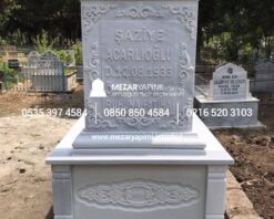 Tek Kişilik Cnc Desen İşlemeli Mermer Mezar Modelleri - Görsel 10