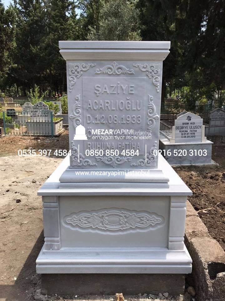 Tek Kişilik Cnc Desen İşlemeli Mermer Mezar Modelleri - Görsel 10