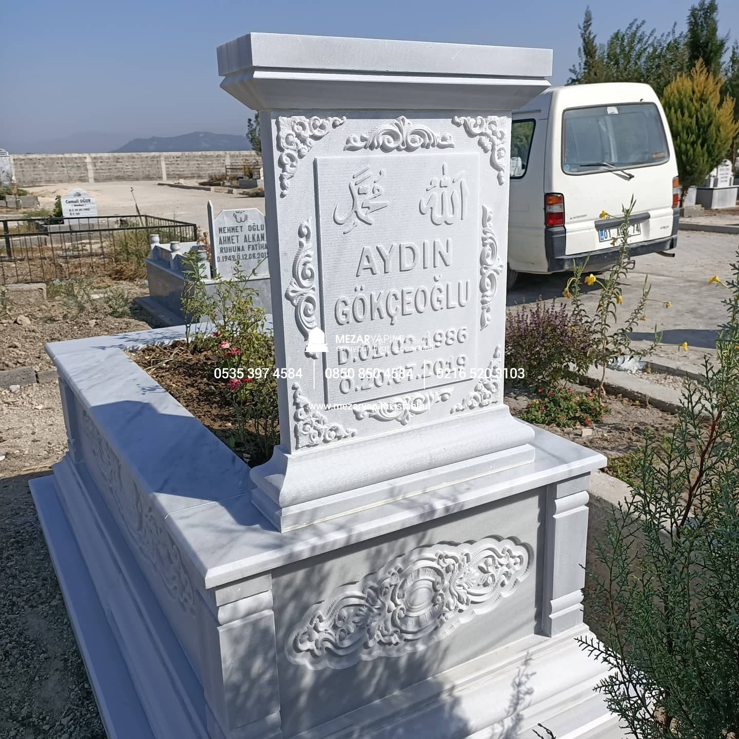 Tek Kişilik Cnc Desen İşlemeli Mermer Mezar Modelleri - Görsel 21