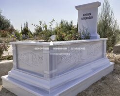Tek Kişilik Cnc Desen İşlemeli Mermer Mezar Modelleri - Görsel 8