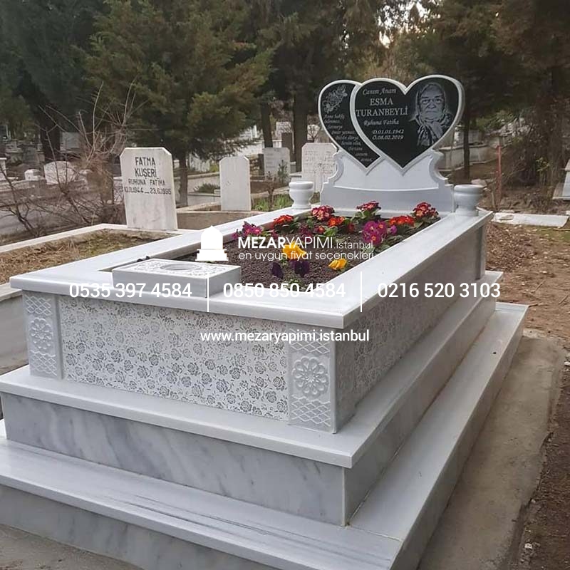 Tek Kişilik Cnc Desen İşlemeli Mermer Mezar Modelleri