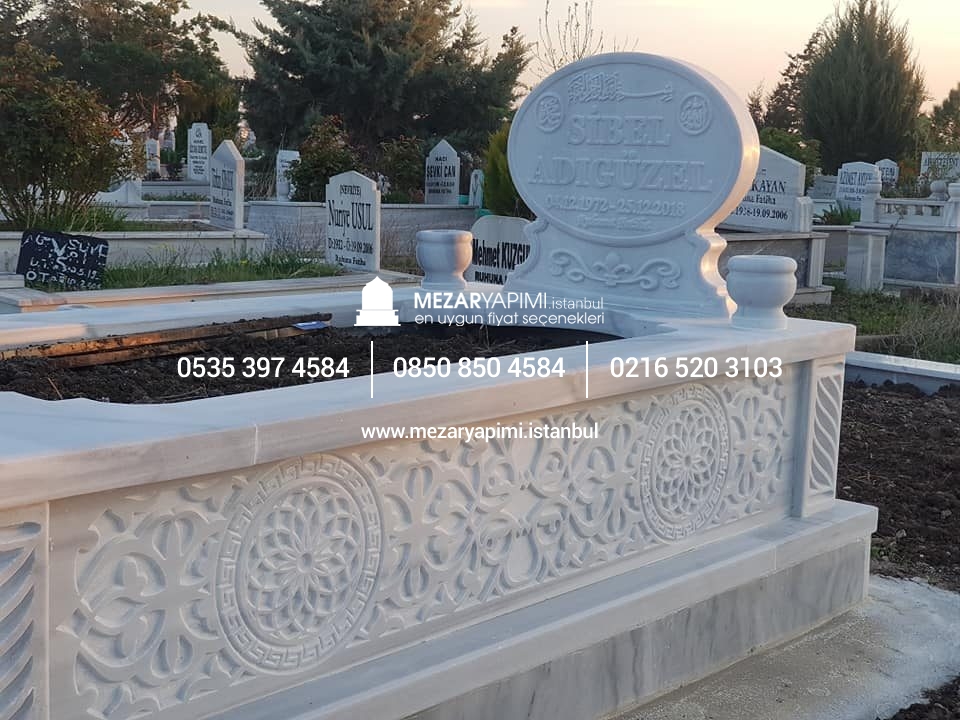 Tek Kişilik Cnc Desen İşlemeli Mermer Mezar Modelleri - Görsel 15