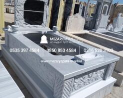Tek Kişilik Cnc Desen İşlemeli Mermer Mezar Modelleri - Görsel 17