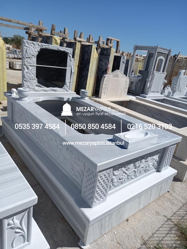 Tek Kişilik Cnc Desen İşlemeli Mermer Mezar Modelleri - Görsel 17
