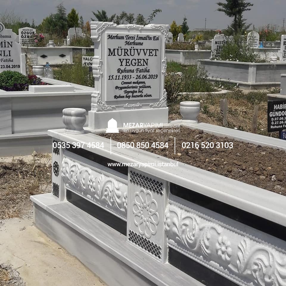 Tek Kişilik Cnc Desen İşlemeli Mermer Mezar Modelleri - Görsel 18