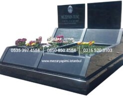 Çift Kişilik Absolute Black Granit Eğimli Mezar Modeli - Görsel 3
