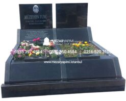 Çift Kişilik Absolute Black Granit Eğimli Mezar Modeli - Görsel 5