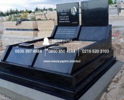 Çift Kişilik Absolute Black Granit Eğimli Mezar Modeli - Görsel 4