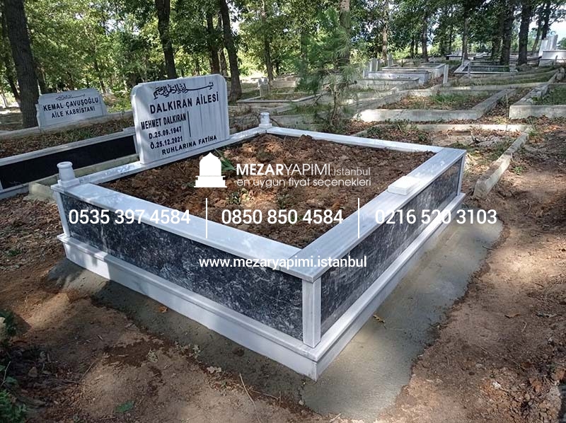 İki Kişilik Gövde Siyah Mermer Mezar - Görsel 6