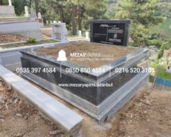 Çift Kişilik Siyah ve Gri Granit Komple 5cm Kalınlıkta Blok Mezar - Görsel 6