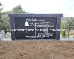 Çift Kişilik Siyah ve Gri Granit Komple 5cm Kalınlıkta Blok Mezar - Görsel 5