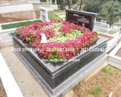 Çift Kişilik Siyah ve Gri Granit Komple 5cm Kalınlıkta Blok Mezar
