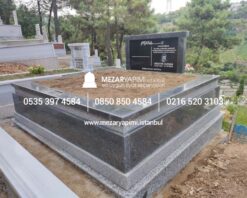 Alternative view of Çift Kişilik Siyah ve Gri Granit Komple 5cm Kalınlıkta Blok Mezar