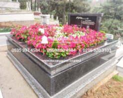 Çift Kişilik Siyah ve Gri Granit Komple 5cm Kalınlıkta Blok Mezar - Görsel 3