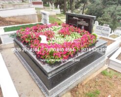 Çift Kişilik Siyah ve Gri Granit Komple 5cm Kalınlıkta Blok Mezar - Görsel 8
