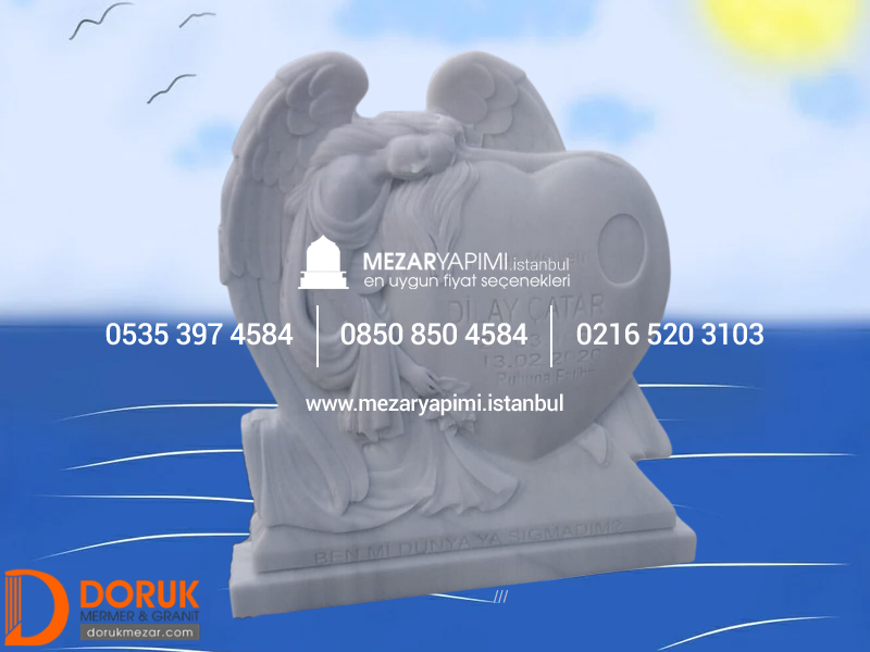 Melek Mezar Taşı Cnc İşlemeli - Görsel 6