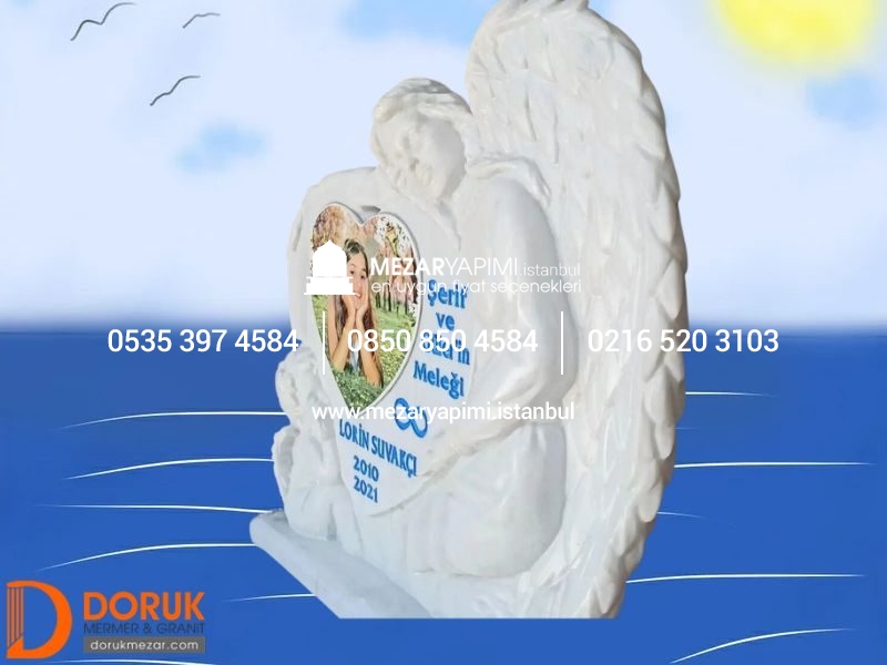 Melek Mezar Taşı Cnc İşlemeli - Görsel 11