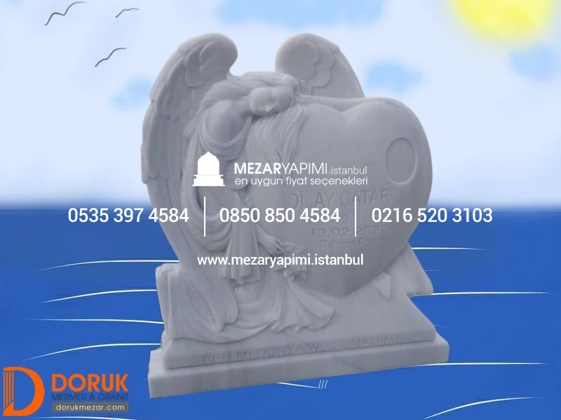 Melek Mezar Taşı Cnc İşlemeli - Görsel 14