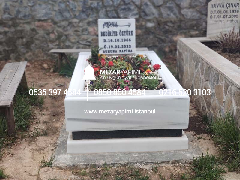 Blok Mezar Modeli Marmara Beyazı - Görsel 4