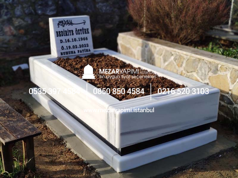 Blok Mezar Modeli Marmara Beyazı - Görsel 6