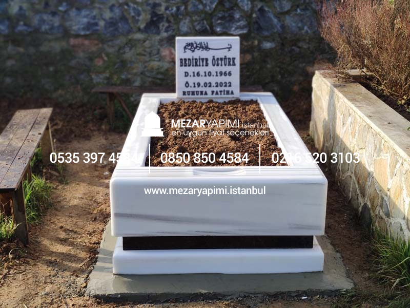 Blok Mezar Modeli Marmara Beyazı - Görsel 12