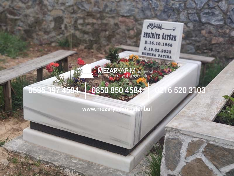 Blok Mezar Modeli Marmara Beyazı - Görsel 7
