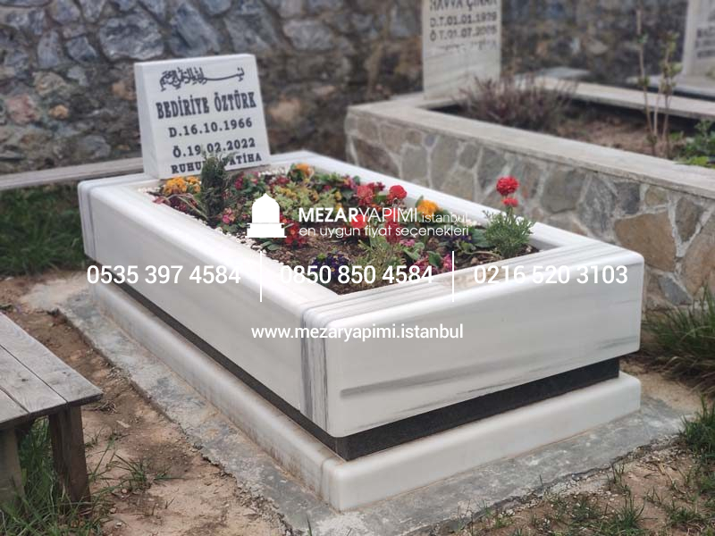 Blok Mezar Modeli Marmara Beyazı - Görsel 8