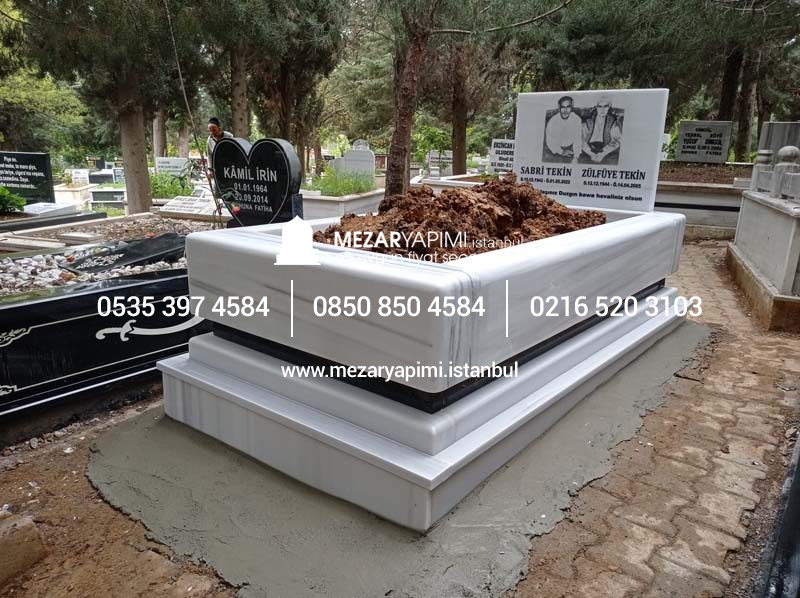 Blok Mezar Modeli Marmara Beyazı - Görsel 3