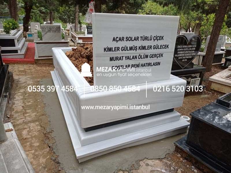 Blok Mezar Modeli Marmara Beyazı - Görsel 9