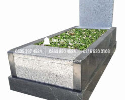 Bianco Sardo ve Nero Gaska Blok Granit Mezar