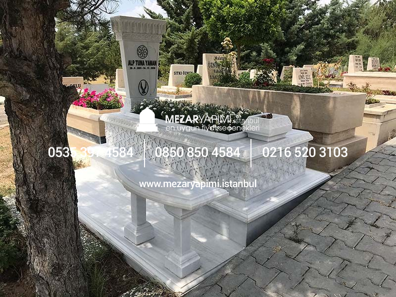 Komple Cnc İşlemeli Mermer Mezar - Görsel 5