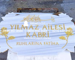 Cnc Çiçek İşlemeli Özel Tasarım Mermer Mezar Taşı - Görsel 5