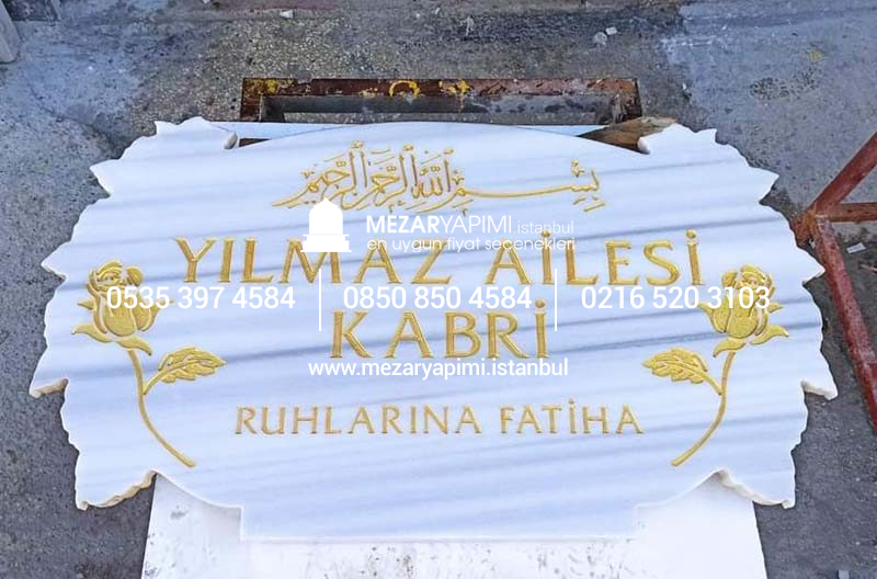 Cnc Çiçek İşlemeli Özel Tasarım Mermer Mezar Taşı - Görsel 5