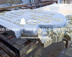 Cnc Çiçek İşlemeli Özel Tasarım Mermer Mezar Taşı - Görsel 4