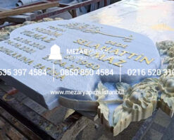 Cnc Çiçek İşlemeli Özel Tasarım Mermer Mezar Taşı - Görsel 8